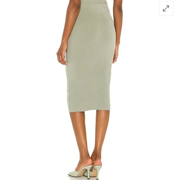 alice + olivia Leo Side Slit Wool Blend Sweater Midi Skirt Sage Green - Picture 2 of 10